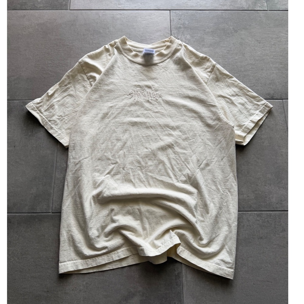 Shaka Wear SuperMAXHeavy Garment Dye T-Shirt Mens Large Cream Heavyweight Cotton